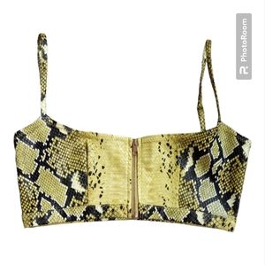 Oh Polly, Size US 6, Faux Snake Skin Zip Up Crop Top.